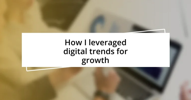 How I leveraged digital trends for growth