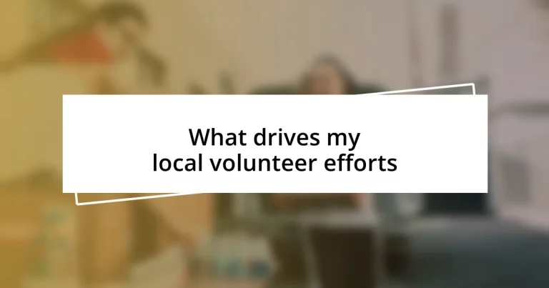 What drives my local volunteer efforts