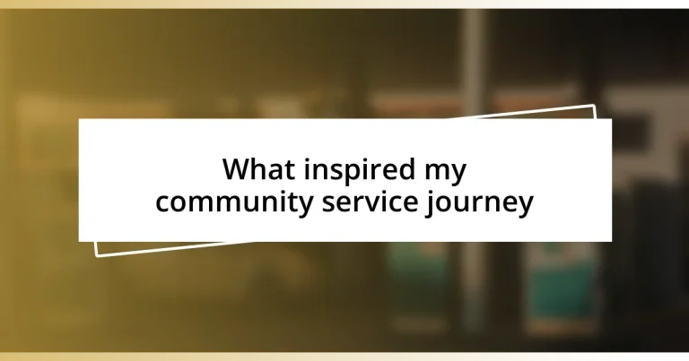 What inspired my community service journey