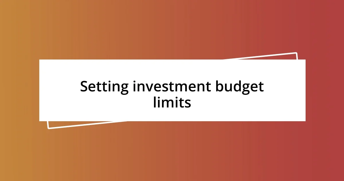 Setting investment budget limits