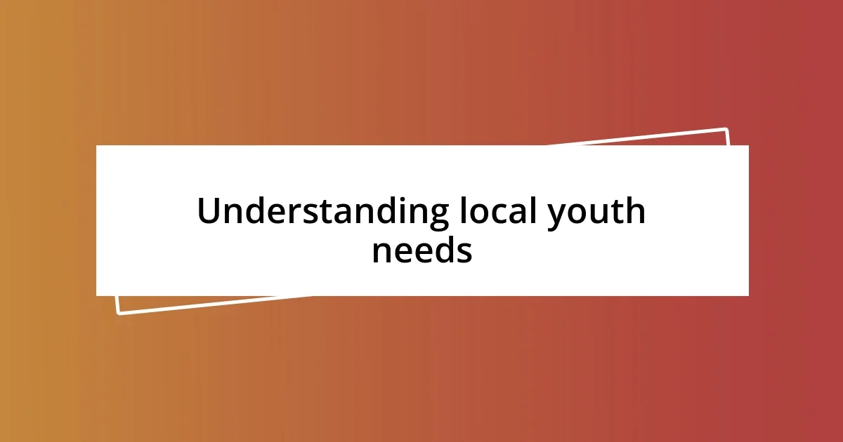 Understanding local youth needs