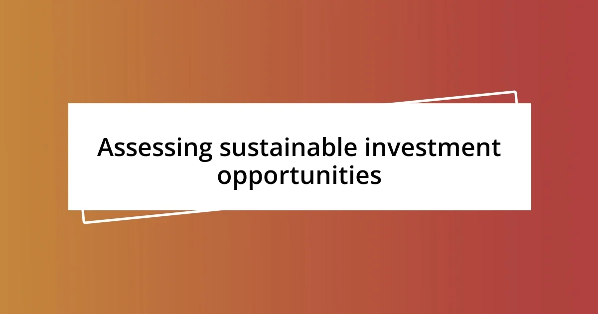 Assessing sustainable investment opportunities