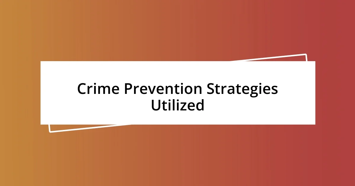 Crime Prevention Strategies Utilized